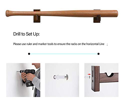 Baseball Bat Display Case, Wall Mount Solid Ash Tree Handmade Horizontal Rack W/ Hidden Screws&Soft Liner For Baseball Softball Display (Brown) #TOP3