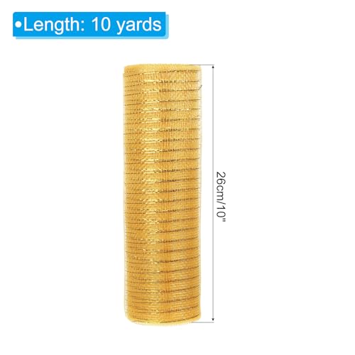PATIKIL 2pcs Deco-Mesh, 10 Inch x 10 Yard Deco-Mesh Ribbon Roll Foil Metallic for Christmas Tree Wreaths Decoration,Dark Gold - Image 2