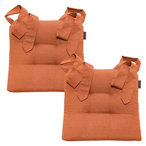 Magma Stuhlkissen mit Schleifenband - FINO Form 37-42cm x 46cm x 7cm - 2er Set - einfarbig - waschbar - viele Farben, Farbe:Magma_orange_042 Magma Stuhlkissen mit Schleifenband - FINO Form 37-42cm x 46cm x 7cm - 2er Set - einfarbig - waschbar - viele Farben, Farbe:Magma_orange_042