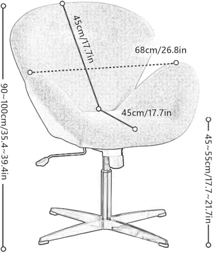 Image of Modern Swivel Lounge Chair with Hydraulic Lift for Home Office Hotel Cafe (White Boucle Fabric)