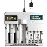 7 Slots USB Smart Battery Charger, Multi-Function LCD Display 18650 Charger, 26650/21700/18650/18500/16340/14500 Lithium Rechargeable Battery Charger, AA/AAA/9V Nickel Hydrogen Ni-MH Battery Charger
