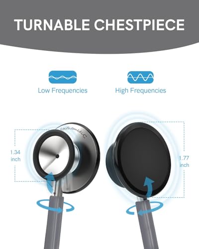 Image of FriCARE Dual Head Stethoscope - Stethoscopes for Nurses, Medical Nursing Students, Paramedics /EMT /LVN /VNA Backup Estetoscopio, Haze Grey Tube, Stainless Steel Chestpiece