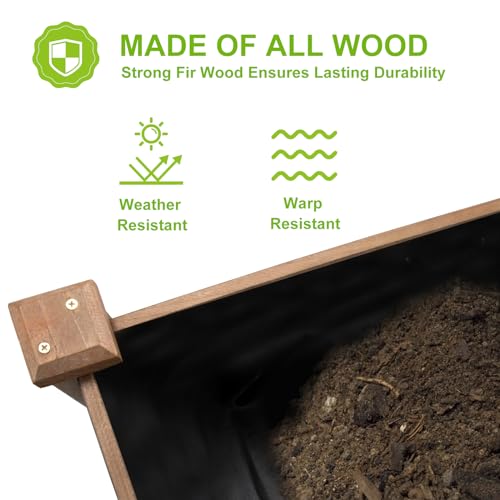 Image of ketive Raised Garden Bed Without Legs 8x2Ft ft Large Elevated Wood Planter Box for Vegetables, Flowers, Herbs, and Succulents(Brown)