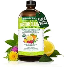 RejuveNaturals Castor CleanseTM - USDA Organic Castor Oil, Chlorella, Spirulina, Roots & Greens for Wellness, Digestive Support, Daily Balance. 3-Month Supply Gut Cleanse Detox for Women & Men - 16oz.