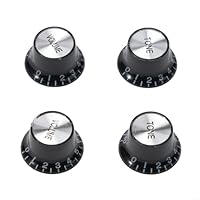 Musiclily Manopole Chitarra Manopole Per Chitarra Musiclily Pro - Set 4 Volume/Tono Per Les Paul/SG, Nero/Argento Top Hat Bell Knobs - Foto 4