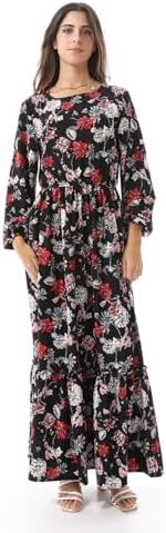 Casual Dress Soft Silk Very Chic (X Large, Black Rose Red)