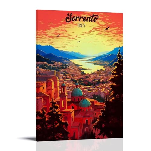 Poster vintage sur toile représentant l'horizon de Rome ouweri 40x60