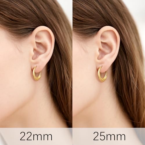 14K Gold Earrings for Women 14K Gold Hoop Earrings for Women Hoop Earring for Womens Hoops Rotating Small Ball Design Comfortable Hoops Earring for Womens 22/25mm4