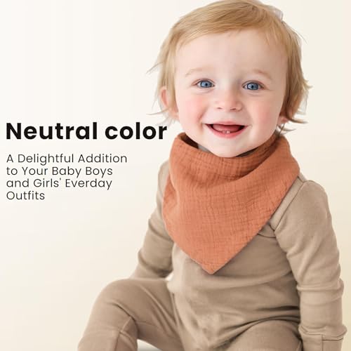 VOMARHUG Muslin Baby Lätzchen,10 Stück Sabberlätzchen Baby,Muslin Dreieckstuch Super Saugfähige Bio-Baumwoll Halstuch Baby Lätzchen für Säugling Kleinkinder