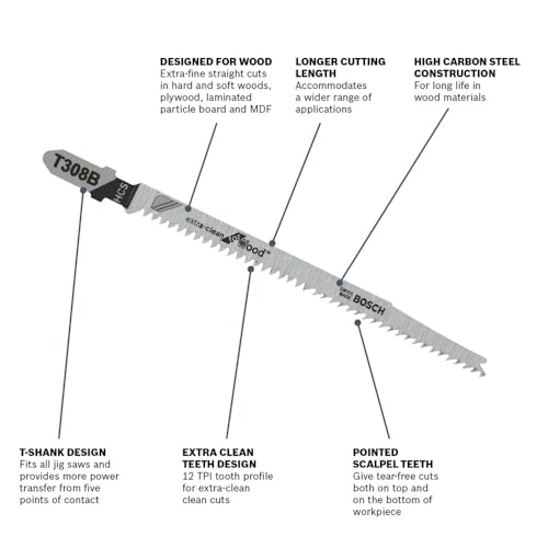 Bosch T308B 12 TPI T-Shank Blades