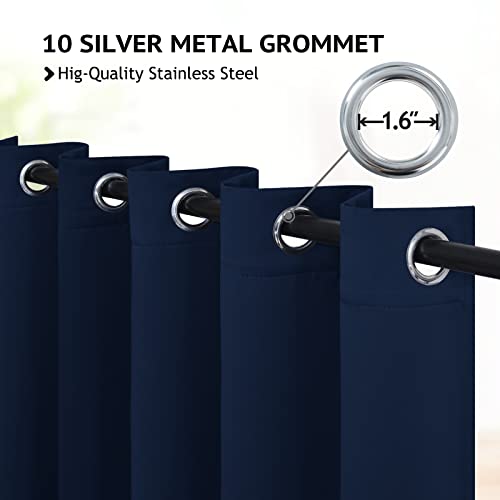 Image of COSVIYA Grommet Blackout Room Darkening Navy Blue Curtains 72 inch Length | Thick Polyester Light Blocking Insulated Thermal Window Curtain Drapes for Bedroom /Living Room,62x72 inches,2 Panels