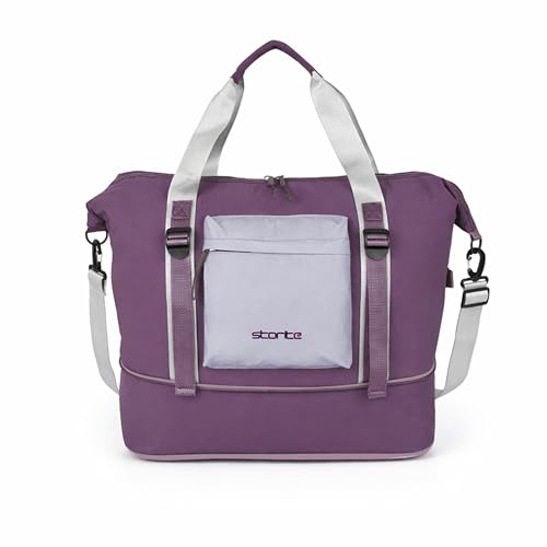 Image of Storite Expandable Travel Duffel Bag, Purple, 55x15x28 cm