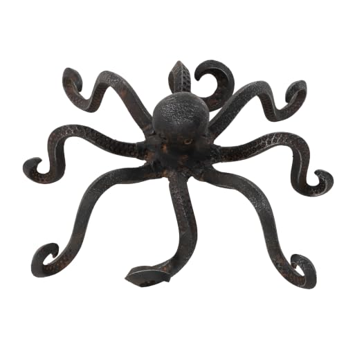 Image of Deco 79 Metal Octopus Decorative Sculpture Home Decor Statue with Long Tentacles and Suctions Detailing, Accent Figurine 12 inch x 9 inch x 4 inch, Black