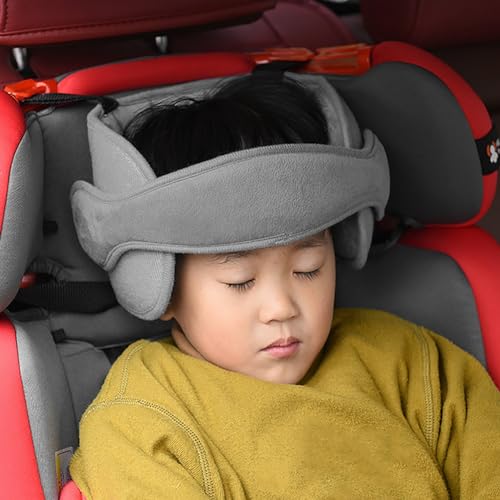 Kids Car Seat Travel Head Support Adjustable Head Strap Toddler Headrest Support Band Car Safety Sleeping Head Rest Pillow Child Car Seat Straps Cover Soft Neck Relief Pillow for Travel Journey Plane