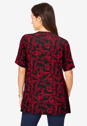 Jessica London Women's Plus Size Stretch Knit Cutout Swing Tunic2