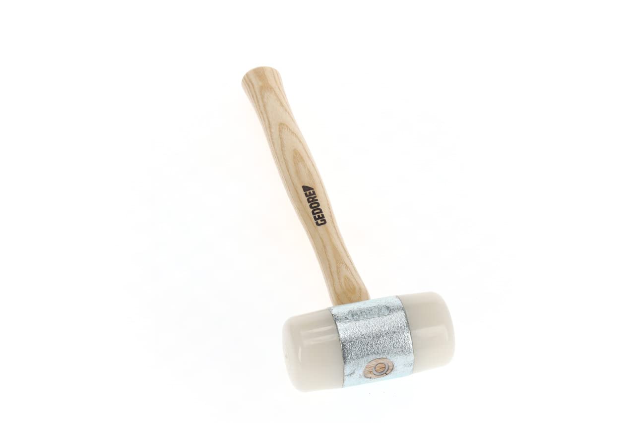 GEDORE Martillo de Nylon con empuñadura de madera, Martillo de cuero, 60 mm de diámetro, Martillo con mango de madera de fresno, Herramienta, Forjado, 225 E-60