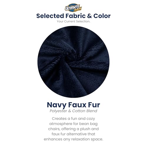 ULTIMATE SACK 4ft Bean Bag Chair, Oversize Bean Bag Chair for Adults, Comfy Chair Bean Bag Couch Lounge Sofa Loveseat Furniture | Navy Fur