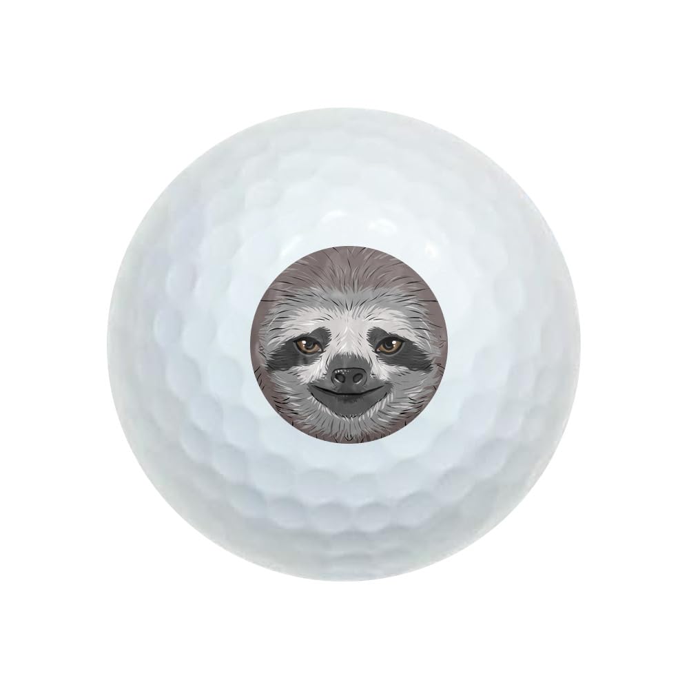 Cute Sloth Face Wilson Golf Balls 12 Pack, Regulation Size Full Color Premium Golf Balls