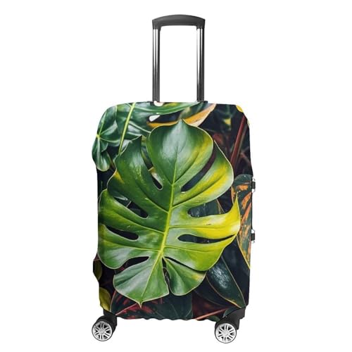 Colorful Tropical Leaves Pattern Printed Luggage Cover Protector, Fits 18-32 Inch Luggage
