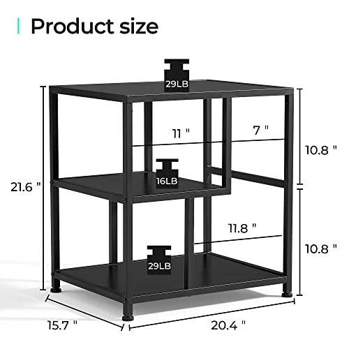 Image of LINSY HOME End Table 2 Pack, 3-Tier Narrow Side Table with Storage Shelves, Industrial Beside Sofa Table, Solid Nightstand for Living Room, Bedroom, Balcony, and Office, Easy to Assembly, Black