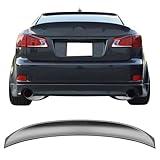 IKON MOTORSPORTS, Trunk Spoiler Compatible with 2006-2013 Lexus IS250 / IS350 / is F Sedan 4-Door, WD Style Unpainted Black ABS Plastic Rear Trunk Lid Spoiler Wing Lip