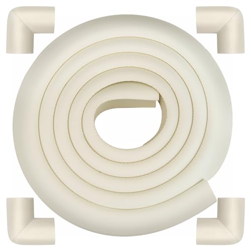Image of Corner Protector Baby, Baby Proofing Edge Corner Protector, Waterproof Soft Foam Cushion with Adhesive Tape (6.6ft Edge + 4 Corners),Wall Corner Protector for Fireplace, Table, Stair, Cabinet(White)