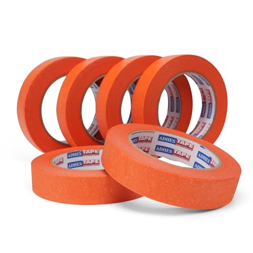 Image of Adhes Orange Masking Tape,6 Rolls x 1'' x 55yds, Clean Removal Painter's Tape for Automotive, Home, Wall, and Trim Use