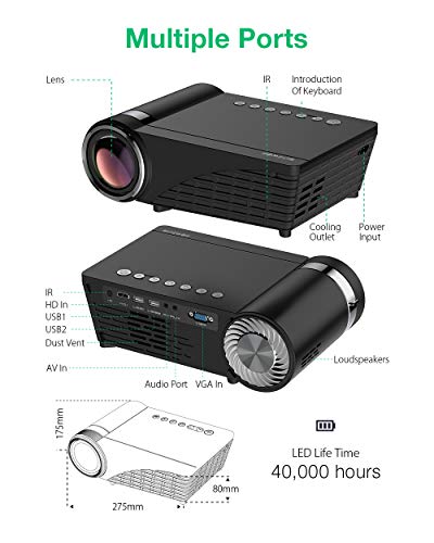 Projetor Blitzwolf® BW-VP8 5500 Lumens LCD 1080p, com Bluetooth, Espelhamento, Alto-Falante Embutido