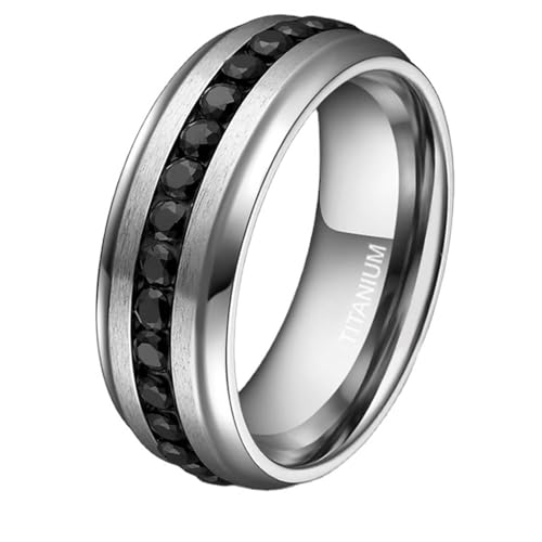 Bague de fiançailles en titane et zircone taille 62.5 au design épuré