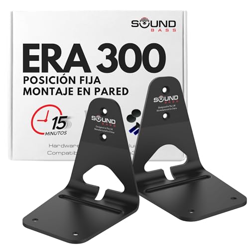 Sound bass ERA300 Soporte de Pared de Perfil bajo, Negro, Paquete Doble, Compatible con Altavoz Sonos ERA 300, Completo con Todos los Accesorios de fijación