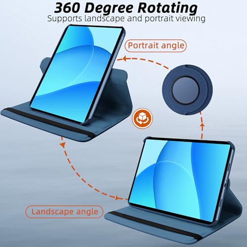Image of TGK 360 Rotatable Smart Flip Cover for OnePlus Pad Lite 11 inch Tablet Case, Oppo Pad SE 11 inch (Dark Blue)