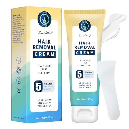 Hair Removal Cream for Women - Painless Depilatory Cream for Manscaping Unwanted Coarse Hair - Suitable for All Skin Types and Sensitive - Infused with Aloe Vera and Vitamin E - 3.5 Fl Oz