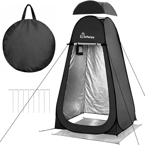 WolfWise Pop-Up Duschzelt Camping & Umkleidezelt mit Boden – Silberbeschichtet,...
