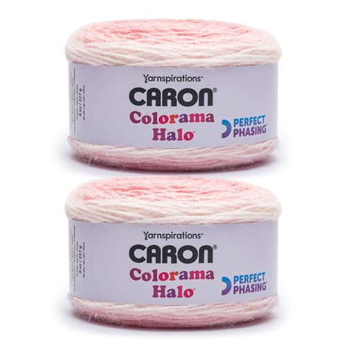 Caron Colorama Halo Cake Caron Rose Frost Yarn - 2 Pack of 8oz/226.79g - 71% Acrylic 18% Nylon 11% Polyester - #5 Bulky - 60 Yards for Knitting Crocheting & Crafts