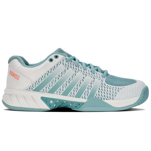 K-Swiss Women's Express Light Pickleball Shoe 5 Blanc De Blanc/Nile Blue/Desert Flower