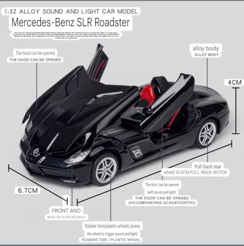 Image of Merceedes Benz SLR 1:32 Model Car with Box, Zinc Alloy Pull Back Toy car with Sound and Light for Kids Boy Girl Gift [Colors as Per Stock] (Merceedes Benz SLR 1:32)