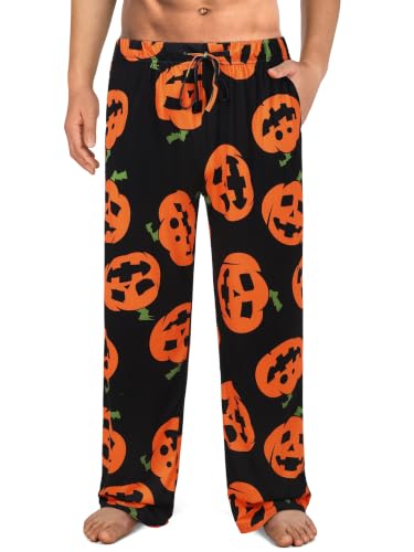 Mens Halloween Pajama Pants,Novelty Funny Soft Pj Sleep Lounge Bottoms with Pockets & Drawstring