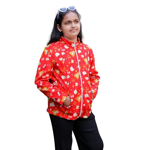 Image of Kids Fleece Jacket with Teddy Bear Print | Warm Winter Wear for Boys & Girls | Soft Full Sleeve Zip Jacket for Toddlers & Children