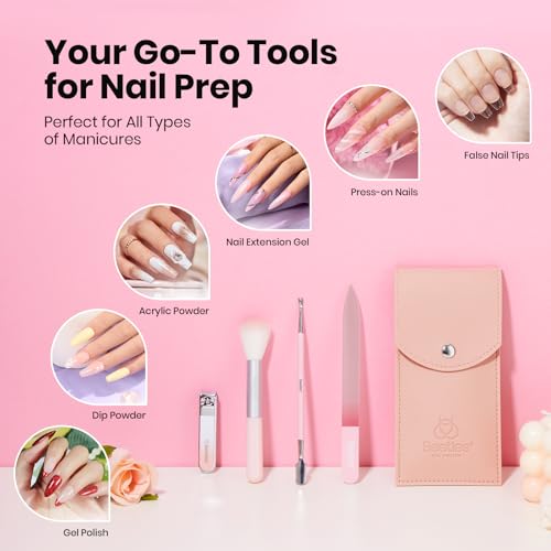 Image of Beetles Cuticle Oil Cuticle Remover Nail Kit with Glass Nail Files Double Side Nails Prep Kit Cuticles Pusher Dual End Cuticles Remover Set Nails Clippers Dust Brush Manicure Set with Storage Pouch
