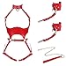 Sex Bondage BDSM Kit Restraints Set, Adjustable Restraint Harness Kit with Leash Wrist Cuffs and Waist Garter Belt Full Body Harness