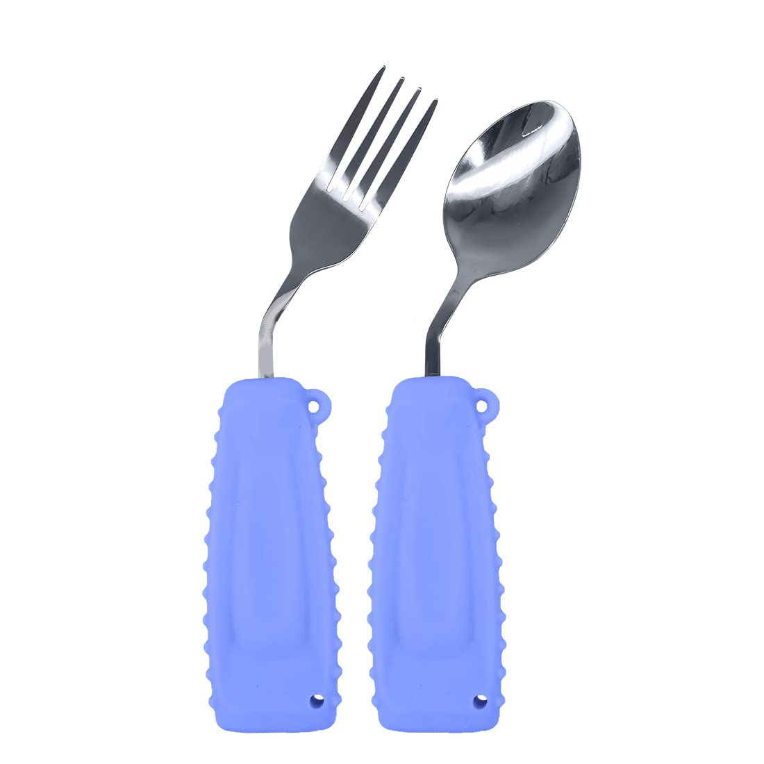 Cubiertos Ehucon adaptativos, juego de tenedor y cuchara curvos para personas mayores o con enfermedad de Parkinson (púrpura, mano izquierda)