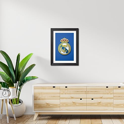 Image of TenorArts Real Madrid Poster Football 3D Textured Logo Print Laminated Photo Frame Painting with Matt Finish Black Tectures (9 inches x 12inches)