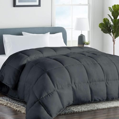 Image of COHOME Full Size Warm Comforter - All-Season Duvet Insert | Quilted Down Alternative Comforter,Luxury Hotel Ultra-Soft, Anti-Clump Tech & 8 Tabs, Machine Washable, Dark Grey 82 inch x 86 inch