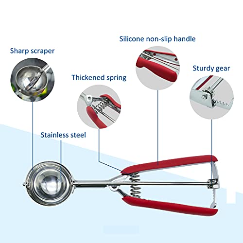 SPEENSUN Ice Cream Scoop of Rubber Easy Trigger Set of 3 PCS(4/5/6cm),Melon Baller Scoop,Stainless Steel Cookie Scoop,Durable and Effortless for Ice Cream,Melon Baller,Mash Potato and Baking - Image 3