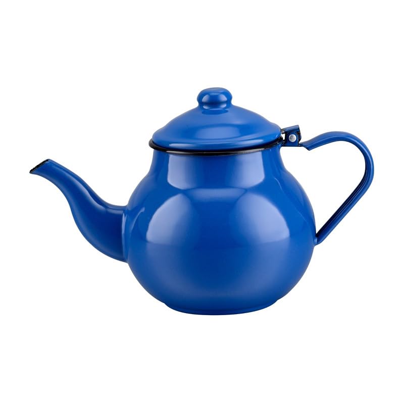 Théière bouilloire émail bleu 2.5L : poignée ergonomique anti-brûlure induction