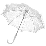 Toddmomy 19.6in White Lace Parasol – Elegant Wedding Prop for Bridal Photography, Stage Performance & Bridal Shower Decor