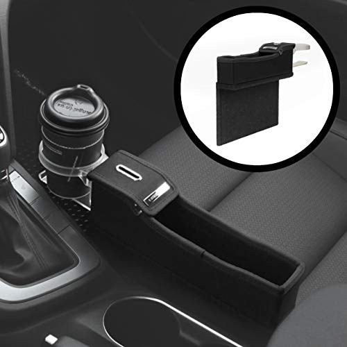 KMMOTORS Coin Side Pocket Black Console Side Organizer Crevice Filler Console Side Organizer Multi-Functional Storage (Black. Passenger. with Cupholder)