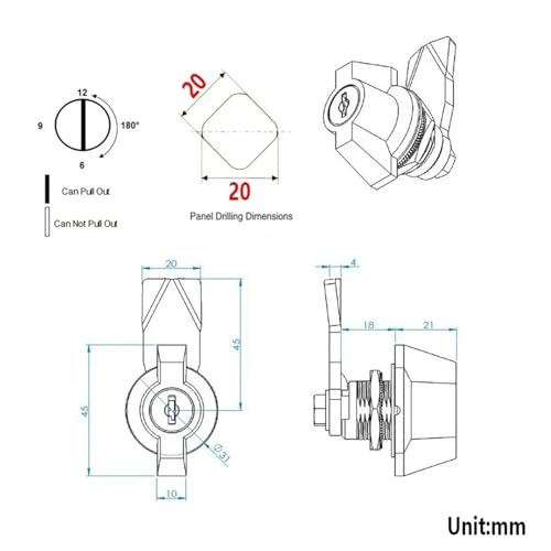 Verrou d'armoire pour casier électrique et boîte à outils JA38 G 1pc - 7