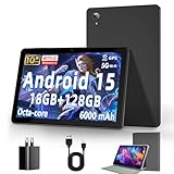 10 Inch Tablet, Android 15 Tablets with 18GB RAM+128GB ROM(Expand to 1TB), Octa Core 1280 * 800 IPS HD Display, 6000mAh Battery, Dual 5MP+8MP Camera, 5G/2.4G WiFi