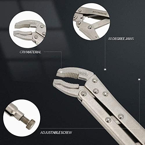 Monster&Master Long Nose Vise Grip Locking Pliers Set 12 Inch, Extended Long Handle Vice Grip Pliers, Straight/45 Degree/80 Degree Angle Pliers For Narrow Space, 3 Piece Set #TOP3